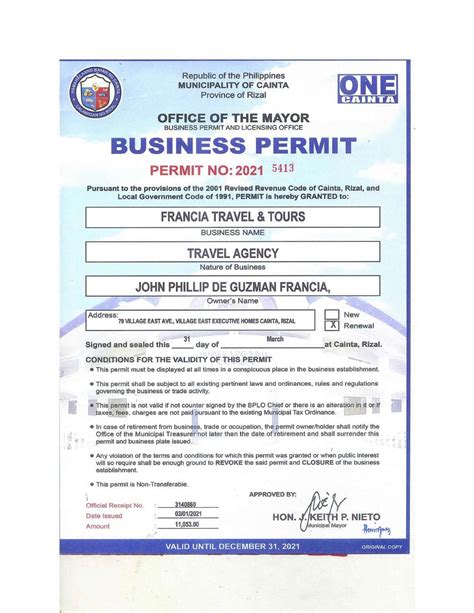 business permit requirements baguio